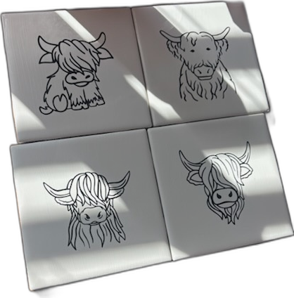 Highland Cow Tile Set — handmade by Holley Marie